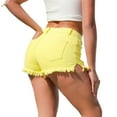 thumbnail image 5 of Womens Shorts Casual Ladies Summer Casual Retro Solid Color High Waisted Denim Short Pants Yellow L, 5 of 6