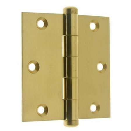 Solid Brass Mortise Hinge Finials - Idh by St. Simons 83535-003 Solid Brass Full Mortise Door Hinges, Polished Brass - 3.5 x 3.5 in.