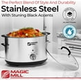 thumbnail image 4 of Magic Mill Premium Slow Cooker, 10-Quart Extra-Large Stainless Steel Pot with Glass Lid, Non-Stick Interior, Perfect for Family Meals & Cooking Appliances, 4 of 7