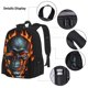 thumbnail image 3 of Disketp Flame Metal Skull Mochila Estampada de Gran Capacidad con Lonchera y Estuche, Set de 3 Piezas para Estudiantes, 3 of 7