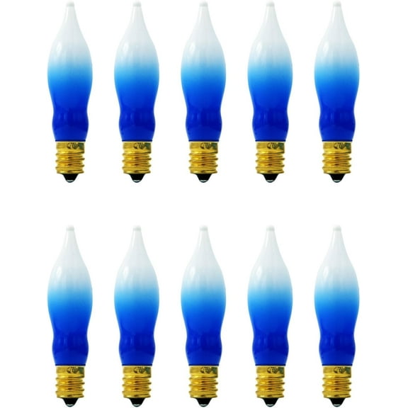 The Dreidel Company Menorah Bulbs, 120 Blue and White Electric Hanukkah Menorah Flame Shaped Replacement Bulbs (12-Pack)
