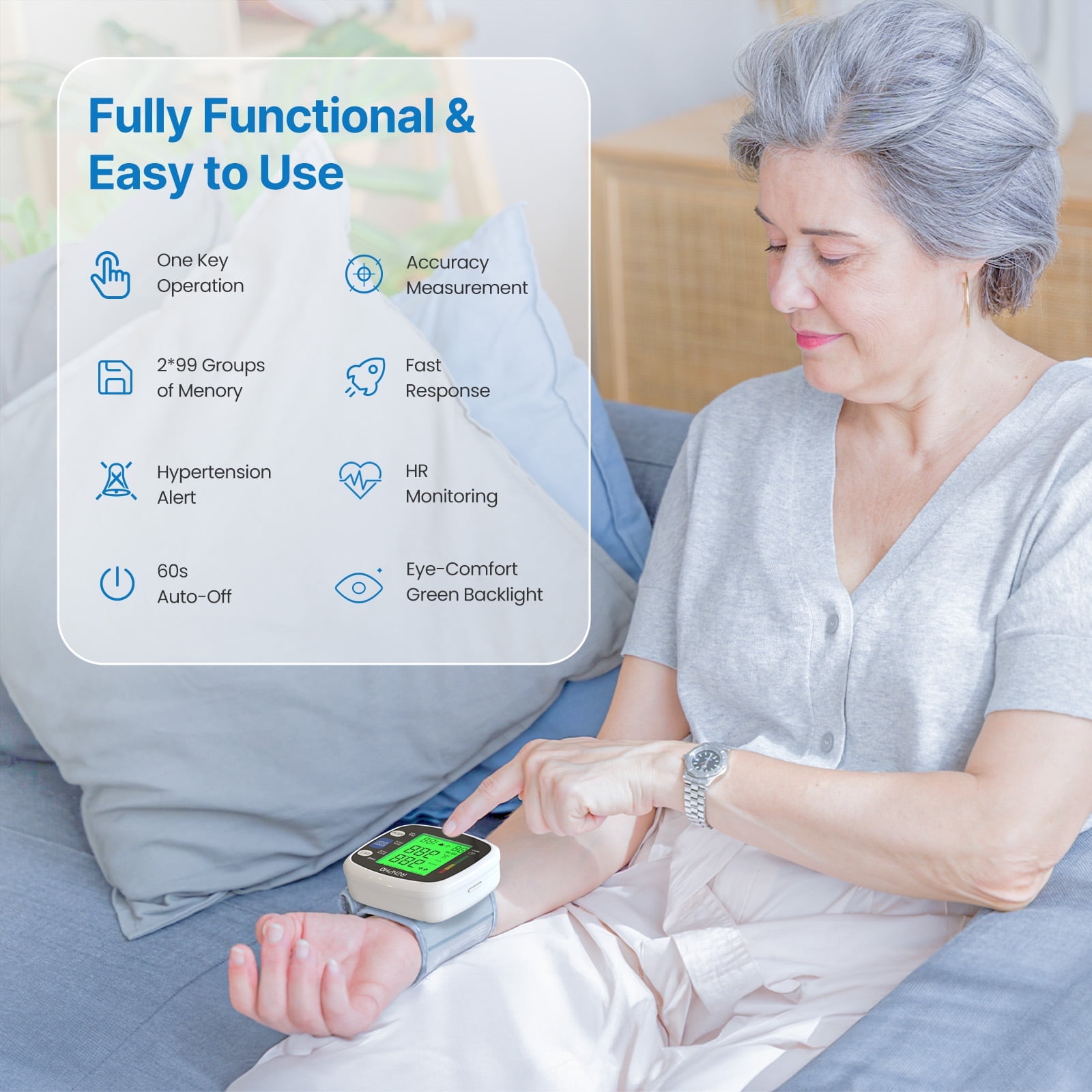 RENPHO Wrist Blood Pressure Monitor with LCD Display photo 3