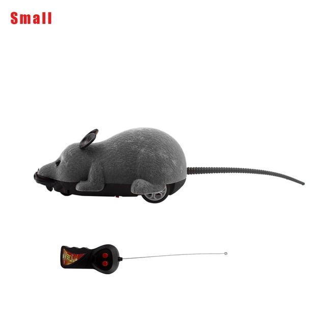Greeniant Juguete de broma para mascotas, juguete de ratón con Control remoto, ratón de felpa inalámbrico electrónico, suministros para mascotas Juguetes para gatos gris S