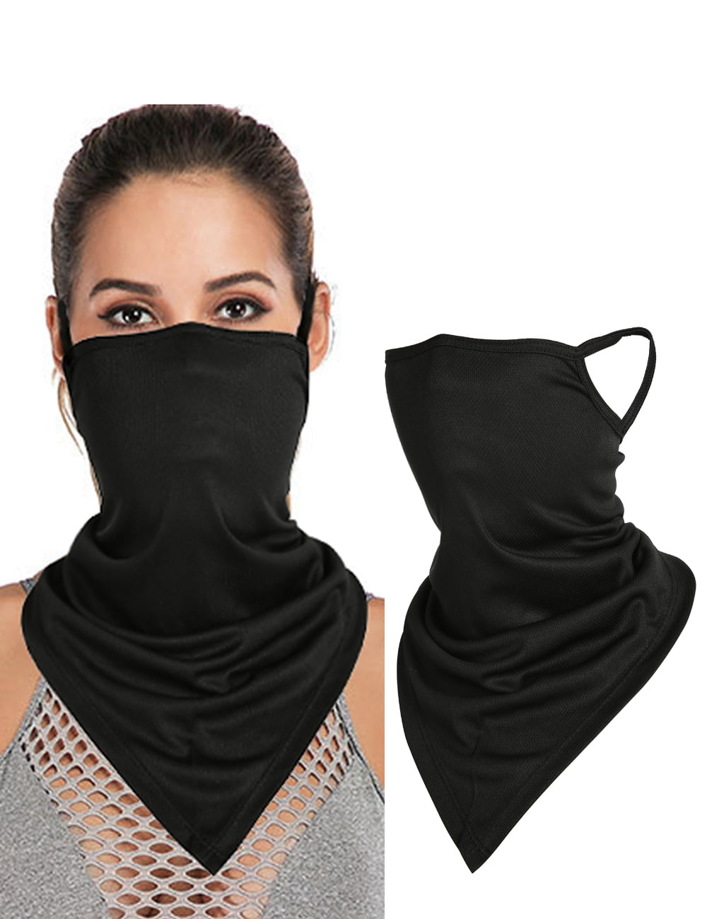 Balaclava Neck Gaiter with Filter Bandana Triangle Scarf Face Covers Ear Hanging 