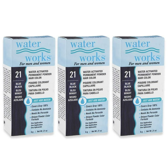Water Works Permanent Powder Hair Color #21 Blue Black (6 Pack)