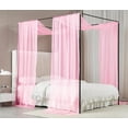 thumbnail image 2 of Canopy Bed Curtains with Light Princess Bed Canopy Scarf for Full/Queen Metal Bed Frame,Wood Frame Bed-2 Panel Sheer Curtain(Full/Queen,Pink), 2 of 14
