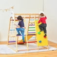 thumbnail image 3 of Costway 8-in-1 Jungle Gym Playset, Wooden Climber Play Set with Monkey Bars Colorful, 3 of 10