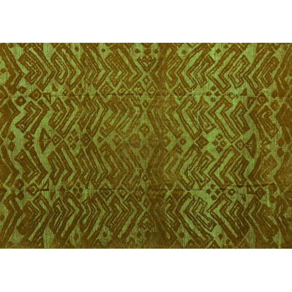 Ahgly Company Indoor Rectangle Abstract Green Modern Area Rugs, 5' x 8'