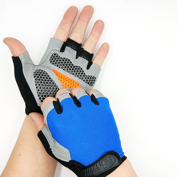 Men's and Women's Half Finger Sports Gloves, Shock Absorbing Cycling Gloves with Sweat Wipe Thumb Breathable Mesh Back Gym Workout Hiking Outdoor Activity Gloves