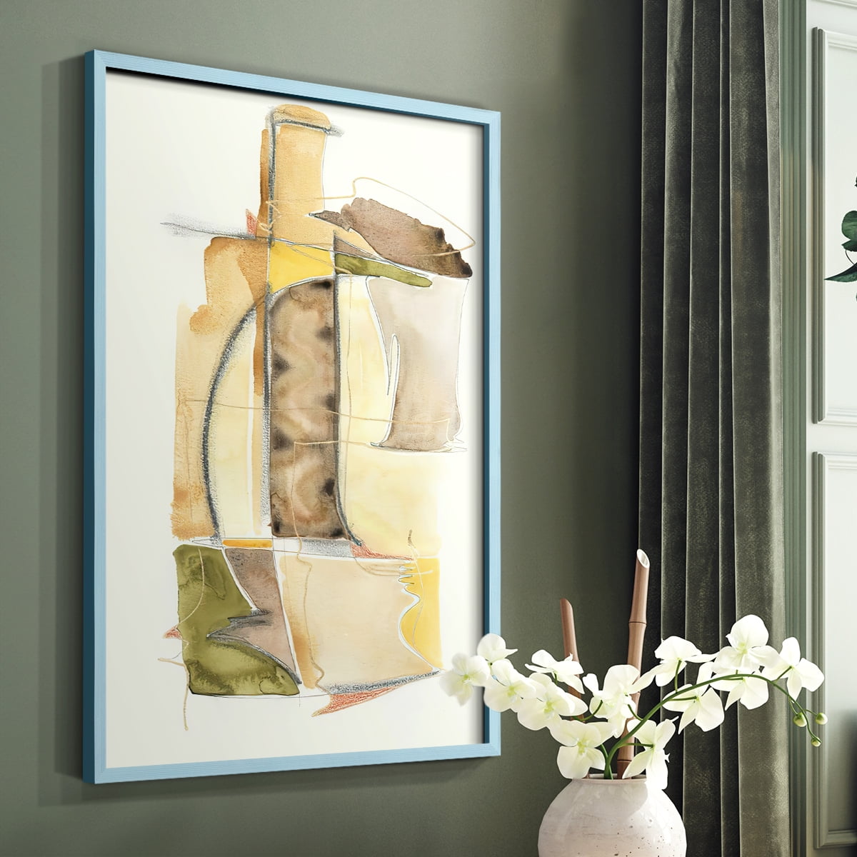 Brown Sugar II Framed Print in Blue Solid Wood Framed Print No Nail Hanging