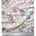 thumbnail image 1 of Soimoi Japan Crepe Satin Fabric Wreath & Dream Catcher Home Decor Decor Fabric Printed Yard 42 Inch Wide, 1 of 1