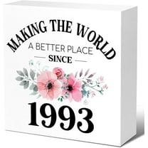 Zomyto 7"x7" 30th Birthday Gift for Women Men,Making the World a Better Place Since 1993 Wooden Block Sign Desk Décor for 30th Anniversary or 30th Birthday Party Decoration