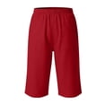 thumbnail image 4 of OYXSER Boys 3/4 Linen Capri Pants Drawstring Elastic Waist Summer Beach Shorts Pockets, Red 8-9Y, 4 of 6