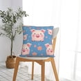 thumbnail image 4 of Fuzoiu Cute Pig Flowers Print Square Pillow Cover,Hidden Zipper Design,Luxury Square Pillow Case, Throw Pillow,Couch Cushion-16"x16", 4 of 5