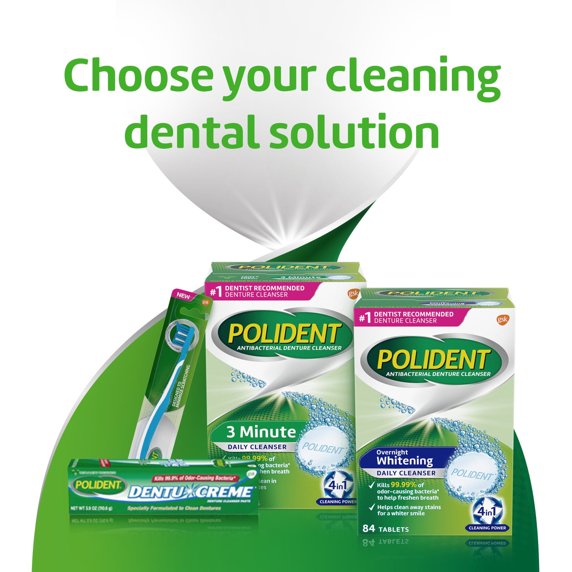 Polident Dental Appliance and Denture Brush, 1 Count, for Adults