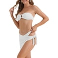 thumbnail image 4 of INSPIRAR CHIC Conjuntos de Bikini de Tres Piezas para Mujeres con Anillo en O, Parte Inferior de Tanga con Hebilla en la Espalda, Trajes de Baño Grandes, Blancos, 4 of 5