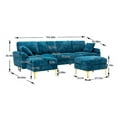 thumbnail image 7 of 114" Sectional Sofa Couch with Ottoman, U Shape Futon Sleeper Sofa with Extra Wide Double Chaise, 2 Pillows & Golden Metal Legs, Modular Sofa Accent Sofa for Living Room, 7 of 7