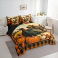 thumbnail image 3 of Manfei Rustic Turkey Pumpkin 7pcs Bedding Comforter Set,Harvest Thanksgiving Day Queen Bedding Sets,Orange Black Plaid Queen Sheet Sets For Girls Boys,Ultra Soft Home Decor Reversible, 3 of 8