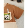 thumbnail image 6 of Suealasg Baby Boy Girls Romper Short Sleeve Round Neck Contrast Color Jumpsuit Infant Bodysuit Summer Clothes 0-3 Months, 6 of 8