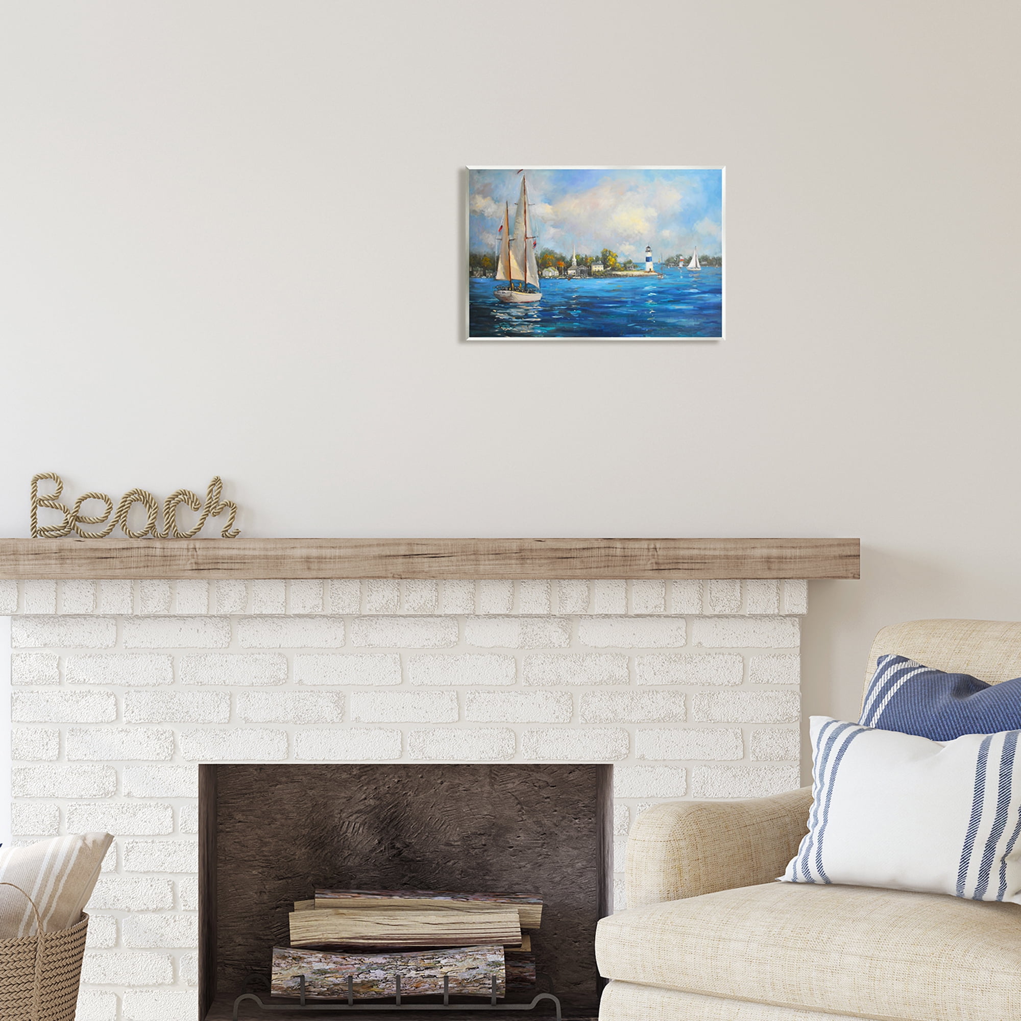 Stupell Industries Sailboats Ocean Landscape Transportation Painting Unframed Art Print Wall Art, 15 x 10