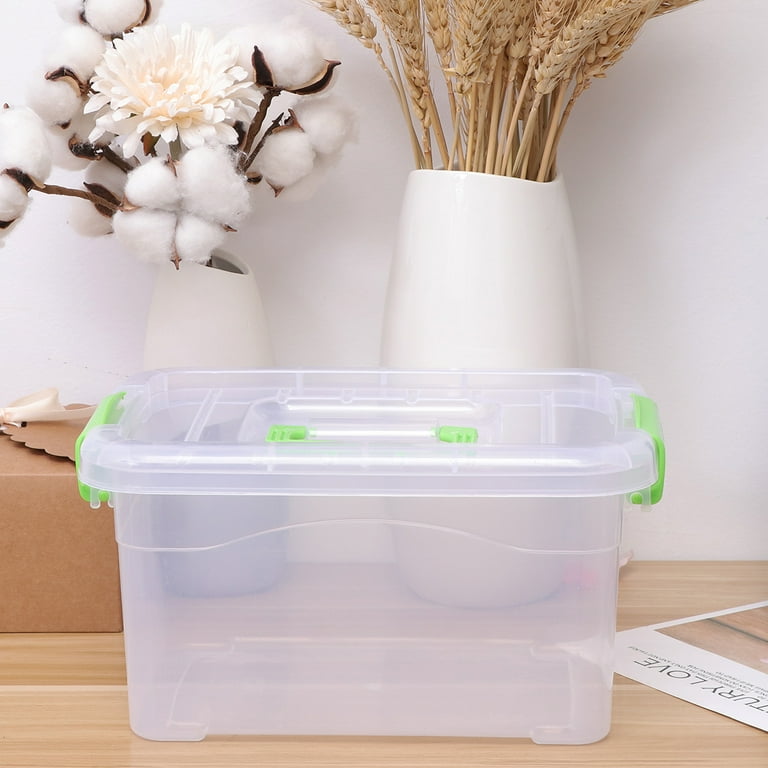 2pcs Portable Storage Box Plastic Household Containers Storage Box for  Bedroom Living Room (Large Transparent Buckle + Small Transparent Buckle  Each