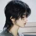 thumbnail image 5 of Rambut Palsu Rambut, Gaya Ekor Serigala, Rambut Palsu Retro, Poni Tengah Lelaki, Rambut Palsu Penuh, 5 of 5