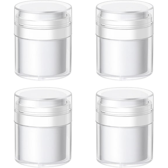 4PCS Airless Pump Jars 50 ML Airless Pump Bottles Empty Cosmetic Container Airless Pump Jar Travel Bottle Moisturiser Pump Portable Cosmetic Container for Lotions Creams Makeup