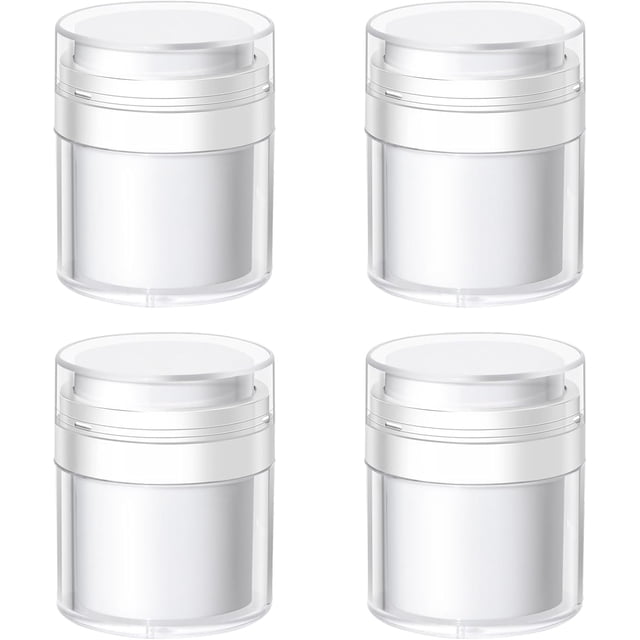 4 frascos con bomba airless de 50 ml, envase cosmético vacío, frasco con bomba airless, botella de viaje, dispensador de crema hidratante, envase cosmético portátil