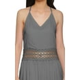 thumbnail image 2 of Moomaya WoMen's Spaghetti Strap Side Slit Dress Plus Size Solid Clothing, 2 of 6
