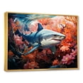 thumbnail image 2 of Designart "Encountering Lemon Sharks: Underwater Landscape" Coastal Coral Under Water Floater Framed Wall Art Living Room, 2 of 5