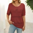 thumbnail image 2 of Women's Floral Crochet Short Sleeve Top with Round Neck Hollow Out Design Breezy Knit Blouse for Beach Vacation, 2 of 7