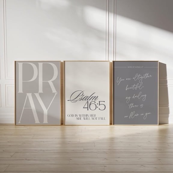 Bedroom Art Neutral Christian Decor Bible Verse Scripture Girl Room Jesus Word Minimalist Religious Set 3 Unframed Paper Print 8x12