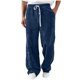 thumbnail image 1 of Ceisia Men Solid Color Corduroy Straight Leg Pants Elastic Waist Drawstring Gift Casual Trousers, 1 of 8