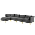 thumbnail image 1 of Sectional Sofa Set, Velvet, Grey Gray, Modern Contemporary Urban Design, Living Lounge Room Hotel Lobby Hospitality, 1 of 10