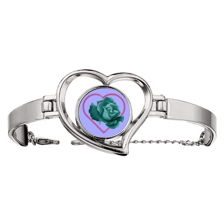 August Pure Green Valentines Day Bracelet Heart Jewelry Wire Bangle