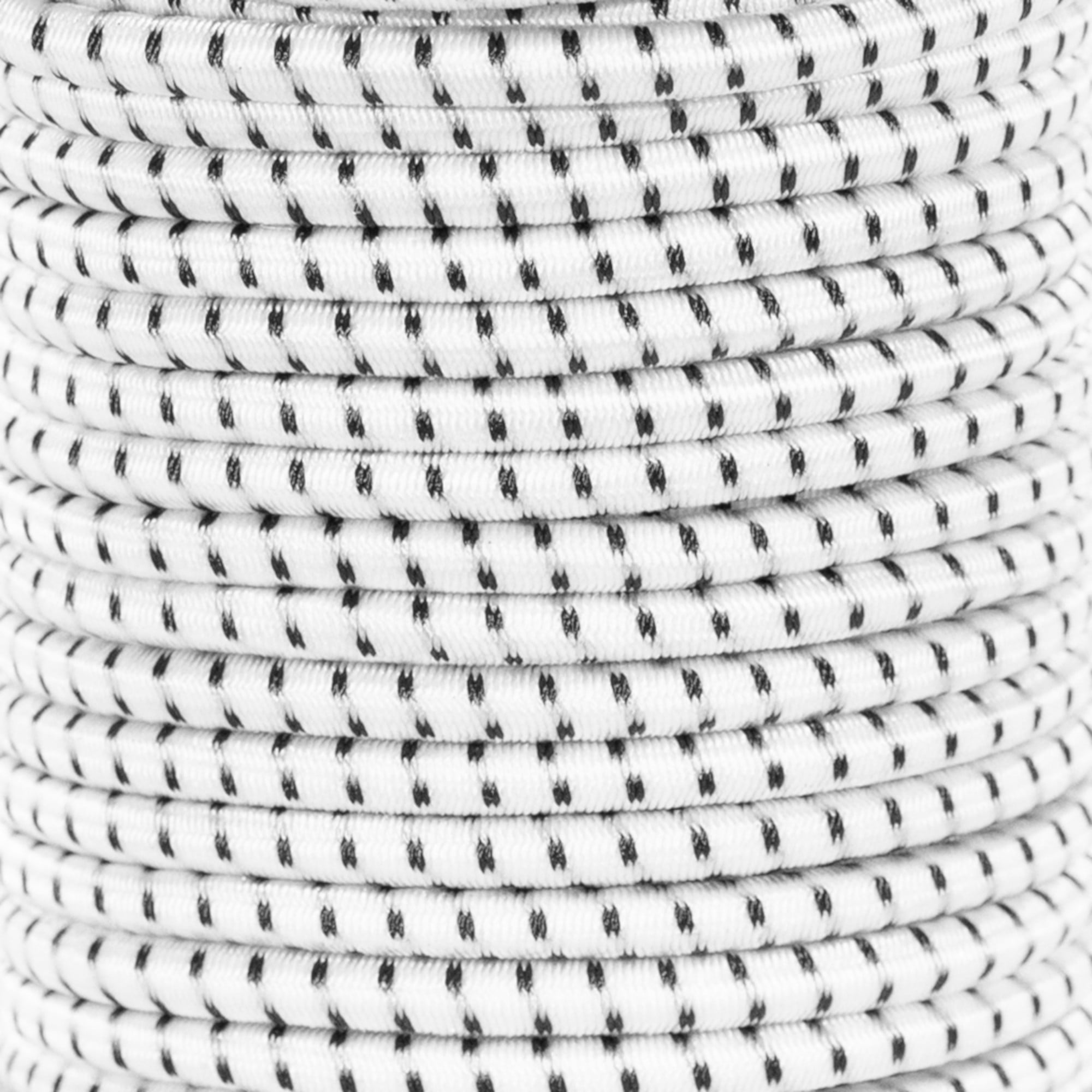 5/16" 1000 ft Bungee Shock Cord White With Black Tracer Marine Grade Heavy Duty 