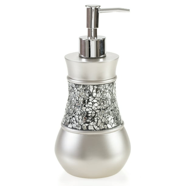 Brushed Nickel Hand Silver Soap Dispenser, Countertop Decorative Lotion