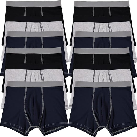 SOCKS'NBULK 12 Pack of Mens Boxer Briefs Underwear Bulk, 100% Cotton, Soft, Comfortable, Assorted Colorful Brief