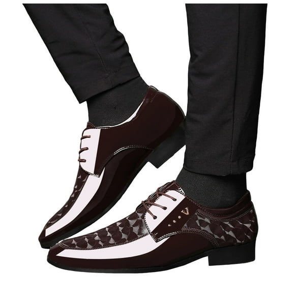 Mens Dress Shoes Classic Leather Pointed Toe Formal Business Oxfords Lace up Tuxedo Wedding Oxford Shoes