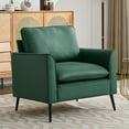 thumbnail image 2 of Modern Faux Leather Chair Set of 2, Oversized Arm Chair for Living Room, Mid-Century Accent Sofa for Bedroom Comfy, Upholstered Single Sofa Readingchair for Waiting Room and conference room,Green, 2 of 8