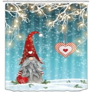 Newhomestyle Christmas Shower Curtain, Cute Gnome Shower Curtain Set for Bathroom, Bathroom Shower Curtain Sets with Hooks for Christmas Decorations Bathroom Decor 72"X72"