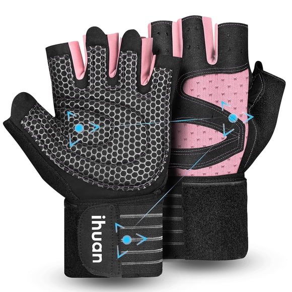 Guantes de entrenamiento ihuan ventilados para levantamiento de pesas con muñequera
