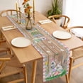 thumbnail image 3 of Table Runner 36 Inches Long for Kitchen Dining, Easter Dresser Scarf Farmhouse, Dining Table Decorations for Wedding/Parties, Rabbit Colorful Eggs Flowers Plants Wooden Grain 13 x 36 In, 3 of 8