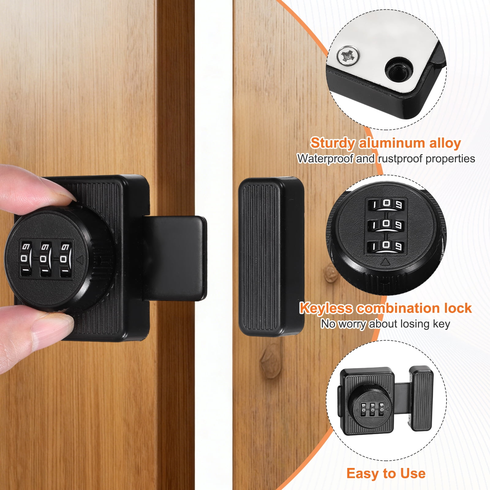 Uxcell 2 PCS Combination Cabinet Lock, 2 Inch 3-Digit Keyless Metal Drawer Locks with for Kitchen Cabinet Closet Cupboard Locker Wooden Door,Black