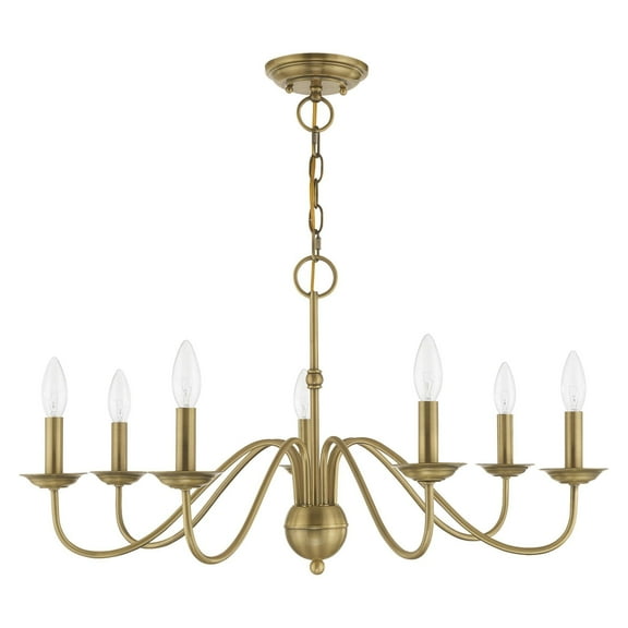 52167-01 Livex Lighting Windsor - 7 Light Chandelier in Traditional Style - 28 Inches wide by 15.5 Inches high-Antique Brass Finish -Traditional