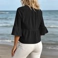 thumbnail image 4 of Neewe Women Classic Plain Fashion V-Neck 3/4 Sleeve Tops Casual Loose Basic T Shirt Daily Outfits, 4 of 6