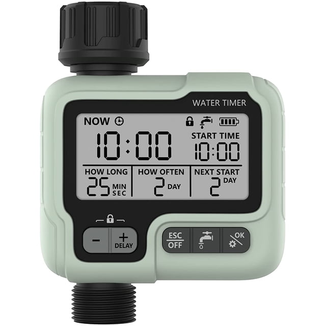 IPX5 Waterproof Timer for Sprinklers, Automatic/Manual, Large LCD Display, Easy Install for Balcony, Garden, Flower Beds, Farmhouse, Outdoor Use WaterSmart