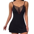 thumbnail image 2 of CQXIDFH Women's Cami Nightgown Lace Trim Sleepwear Floral Lace Spaghetti Strap Sleep Dress, Soft Mini Chemise Lounge Dress for Bedroom Honeymoon Date Night Wear, Sizes S-XL Black, 2 of 8