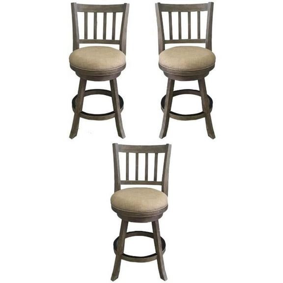 Home Square 24" Sheldon Swivel Counter Stool in Oatmeal - Set of 3