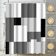thumbnail image 2 of FRAMICS Gray Geometric Shower Curtain and Rug Sets, 16 Pc Black White Checkered Bathroom Sets, Modern Abstract Waterproof Fabric Shower Curtain Sets with 12 Hooks, 2 of 9